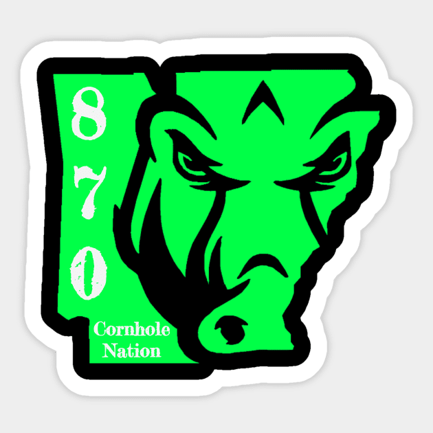 870 Hog Lime Green Sticker by 870 Cornhole Nation